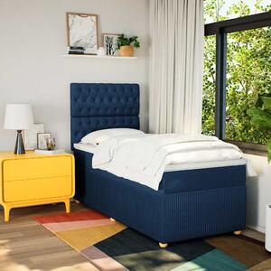 VidaXL Κρεβάτι Boxspring με Στρώμα Μπλε 90x200 εκ.Υφασμάτινο