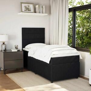 VidaXL Κρεβάτι Boxspring με Στρώμα Μαύρο 90x200 εκ. Βελούδινο