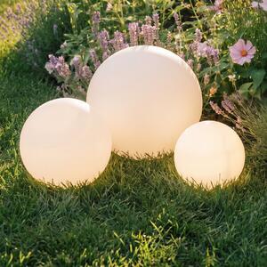 Lindby LED ηλιακές λάμπες Lago, σετ 3, σφαίρες, ακίδα εδάφους, λευκό, Λευκό, Πλαστικό, σύγχρονο, Υπαίθρια σφαίρα
