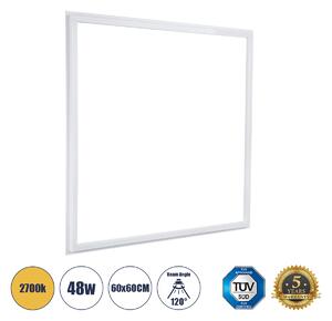 GloboStar® 60370 Χωνευτό LED Panel Linear Frameless Super Slim 60x60cm 48W 5280lm 120° CRI≥85Ra AC 220-240V IP44 Μ60 x Π60 x Υ1.5cm - Θερμό Λευκό 2700K - TÜV Certified Driver - 5 Years Warranty