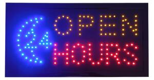 Φωτιστικό LED Σήμανσης OPEN 24 HOURS με Διακόπτη ON/OFF και Πρίζα 230v 48x2x25cm GloboStar 96305