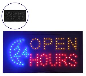 Φωτιστικό LED Σήμανσης OPEN 24 HOURS με Διακόπτη ON/OFF και Πρίζα 230v 48x2x25cm GloboStar 96305