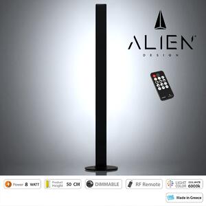 GloboStar® ALIEN-DIVA-BLACK-50-12 ALIEN Design DIVA Μοντέρνο Minimal Nordic Μεταλλικό Φωτιστικό Επιτραπέζιο - Πορτατίφ - Λαμπατέρ Μαύρο LED 10W 1500lm με Ασύρματο Χειριστήριο RF & Dimmer IP20 Πολύχρωμο RGBW + WW Smart Home Wi-Fi Μ3 x Π1.6 x Υ50cm