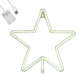 GloboStar® 78584 Φωτιστικό Ταμπέλα Φωτεινή Επιγραφή NEON LED Σήμανσης STAR 5W με Καλώδιο Τροφοδοσίας USB - Μπαταρίας 3xAAA (Δεν Περιλαμβάνονται) - Ψυχρό Λευκό 6000K