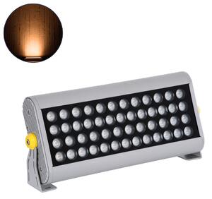 GloboStar® FLOOD-HENA 90446 Προβολέας Wall Washer για Φωτισμό Κτιρίων LED 48W 4080lm 30° AC 220-240V Αδιάβροχο IP67 Μ39 x Π6 x Υ17cm Αρχιτεκτονικό Πορτοκαλί 2200K - Ασημί - 3 Years Warranty