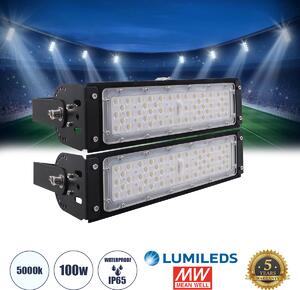 GloboStar® GOLIATH 90100-2 LED Προβολέας Γηπέδου - Φωτιστικό Tunnel 100W 16000LM 75°*135° AC 100-277V IP65 - Ψυχρό Λευκό 5000K - MeanWell Driver & LumiLEDs Chip - 5 Years Warranty