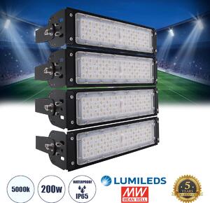 GloboStar® GOLIATH 90100-4 LED Προβολέας Γηπέδου - Φωτιστικό Tunnel 200W 32000LM 75°*135° AC 100-277V IP65 - Ψυχρό Λευκό 5000K - MeanWell Driver & LumiLEDs Chip - 5 Years Warranty