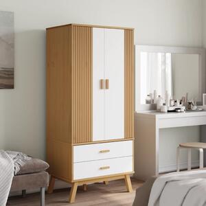 VidaXL Ντουλάπα OLDEN Λευκό & Καφέ 76,5x53x172 εκ. Μασίφ Ξύλο Πεύκου
