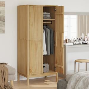 VidaXL Ντουλάπα FLORO Καφέ 77 x 53 x 171 εκ. από Μασίφ Ξύλο Πεύκου
