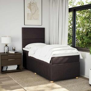VidaXL Κρεβάτι Boxspring με Στρώμα Σκούρο Καφέ 90x200 εκ. Υφασμάτινο