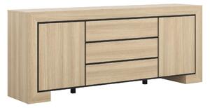 Σιφονιέρα Etrteo 102, Μαύρο, Δρυς, 90x225x48cm