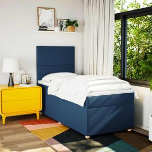 VidaXL Κρεβάτι Boxspring με Στρώμα Μπλε 90x200 εκ.Υφασμάτινο
