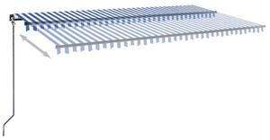 VidaXL Τέντα Συρόμενη Χειροκίνητη με LED Μπλε / Λευκό 600 x 300 εκ