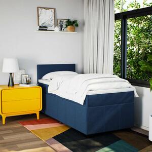VidaXL Κρεβάτι Boxspring με Στρώμα Μπλε 90x200 εκ.Υφασμάτινο