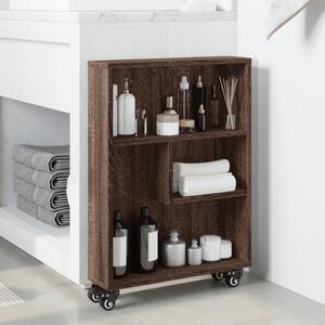 VidaXL Τρόλεϊ Αποθήκευσης Στενό Καφέ Δρυς 48x13x68 εκ. Επεξ. Ξύλο