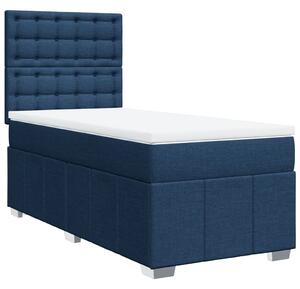 VidaXL Κρεβάτι Boxspring με Στρώμα Μπλε 90x200 εκ.Υφασμάτινο