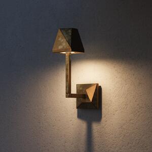 Moretti Luce Εξωτερικός φωτιστικός τοίχου LED Silva Edge, ύψος 30,5 εκ., ορείχαλκος αντίκα, Μπρούτζινο / Αντικέ ορείχαλκου, Ορείχαλκος, Εξοχική κατοικία / Ρουστίκ