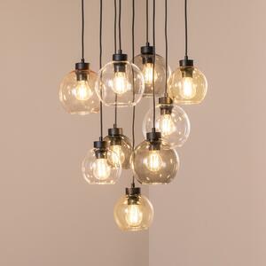 TK Lighting Κρεμαστό φωτιστικό Cubus Mix, Ø 58 cm, 9 φτερά, πολύχρωμο, γυαλί, E27, ρυθμιζόμενος, Πολύχρωμο, Σαλόνι / τραπεζαρία, Γυαλί
