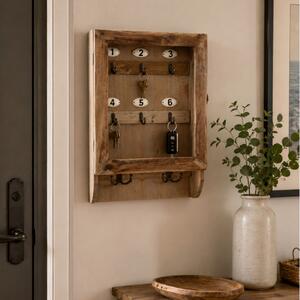 Ξύλινη Επιτοίχια Κλειδοθήκη Atmosphera Ornella Key Box με 6 θέσεις, 2 γάντζους και διαστάσεις 38x8x26.4cm