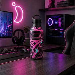 Μπουκάλι Θερμός Series 2 Studio Chilly's με χωρητικότητα 500ml και διατήρηση θερμοκρασίας 12h ζεστό / 24h κρύο - Magenta Madness