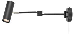 Markslöjd LED φωτιστικό τοίχου Arlo, μαύρο, βύσμα, μήκος 55 cm, ρυθμιζόμενο., ρυθμιζόμενος, Μαύρο, Διάδρομος, Μέταλλο, σύγχρονο