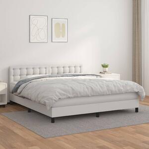 VidaXL Κρεβάτι Boxspring με Στρώμα Λευκό 180x200 εκ. Συνθετικό Δέρμα