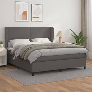 VidaXL Κρεβάτι Boxspring με Στρώμα Γκρι 180x200 εκ. Συνθετικό Δέρμα