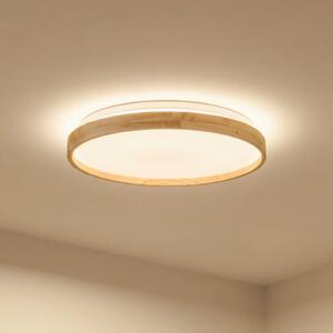 Lindby Smart LED φωτιστικό οροφής Mirren wood Ø39.5cm CCT Tuya, ρυθμιζόμενος, Ξύλου, Σαλόνι / τραπεζαρία, Πλαστικό, σύγχρονο