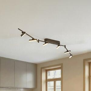 Lindby LED προβολέας Eldrin, μαύρος, 6-φωτός, λωρίδα φωτός, ρυθμιζόμενος, Μαύρο, Σαλόνι / τραπεζαρία, Μέταλλο, σύγχρονο