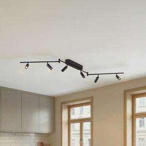 Lindby LED φωτιστικό οροφής Eldrin, 6 φώτα, σποτ, μαύρο, Μαύρο, Σαλόνι / τραπεζαρία, Μέταλλο, σύγχρονο
