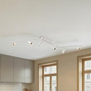 Lindby LED φωτιστικό οροφής Eldrin, 6 φλόγες, σποτ, λευκό, Λευκό, Σαλόνι / τραπεζαρία, Μέταλλο, σύγχρονο