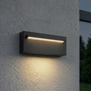 Lucande Εξωτερικός φωτιστικός τοίχου LED Joril, 25 cm, μαύρος, IP65, Μαύρο, Αλουμίνιο, σύγχρονο