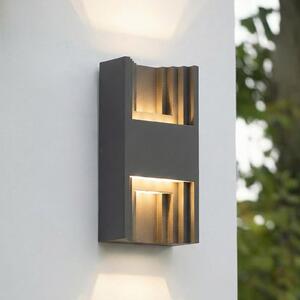 Lindby LED εξωτερικός φωτισμός τοίχου Aurali, 2 φτερά, μαύρος, IP65, Μαύρο, Αλουμίνιο, σύγχρονο