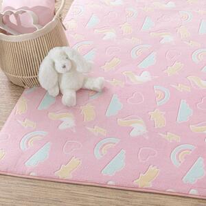 Παιδικό Χαλί Unicorn Ροζ 115x180 - Borea Home