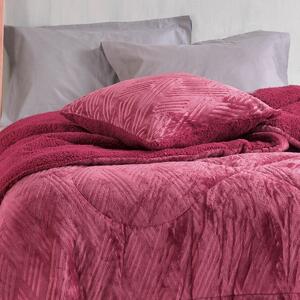 Διακοσμητική Μαξιλαροθήκη Fleece Με Γουνάκι (50x50) Rythmos Lotus Bordo