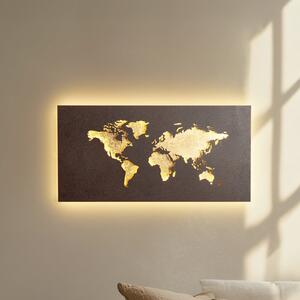Lucande LED-Wandleuchte World, σκουριά/χρυσό, 60 cm x 30, Καφέ / Σκουριάς, Σαλόνι / τραπεζαρία, Μέταλλο, σύγχρονο