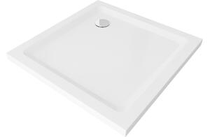 Mexen Flat τετράγωνη ντουζιέρα slim 80 x 80 cm, λευκή, σιφόν χρωμίου - 40108080