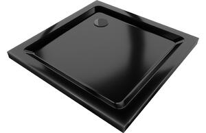 Mexen Flat τετράγωνη ντουζιέρα slim 80 x 80 cm, μαύρη, σιφόν μαύρο - 40708080B