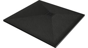 Mexen Stone+ τετράγωνη ντουζιέρα από σύνθετο υλικό 80 x 80 εκ, μαύρο, μαύρο