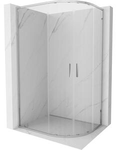 Mexen Exo ασύμμετρη συρόμενη κυρτή ντουζιέρα 90 x 80 cm, διαφανής, χρώμιο
