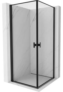 Mexen Mist-B Διπλή ντουζιέρα με συρόμενες πόρτες 80 x 80 cm, μαύρο πλαίσιο