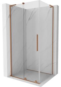 Mexen Velar L συρόμενη καμπίνα ντους 120 x 90 cm, διαφανής, βουρτσισμένος χαλκός