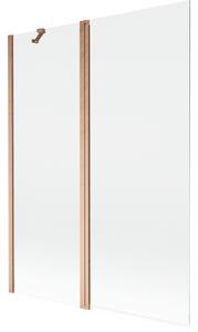 Mexen Mist δίφυλλο παραβάν μπανιέρας 130 x 150 cm, διάφανο, βουρτσισμένο χαλκό