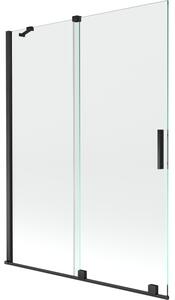 Mexen Velar παραβάν μπάνιου 2-πτυχωτό συρόμενο 130 x 150 cm, διάφανο, μαύρο