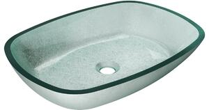 Mexen Araks γυάλινος επιτραπέζιος νιπτήρας 54 x 39 cm, ασημί - 24155411