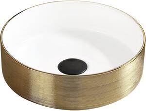 Mexen Clarisa νιπτήρας επιτραπέζιος 36 x 36 cm, λευκός/χρυσός - 22073655