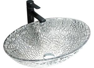 Mexen Goa γυάλινος νιπτήρας επιτραπέζιος 50 x 36 cm, διαφανής - 24085000