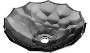 Mexen Inga γυάλινος νιπτήρας επιτραπέζιος 44 x 44 cm, μαύρος - 24074470