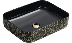 Mexen Lorita επιτραπέζιος νιπτήρας 51 x 39 cm, μαύρος/χρυσός - 22135163