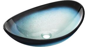 Mexen Sonia γυάλινος νιπτήρας πάγκου 54 x 37 cm, μπλε - 24145447